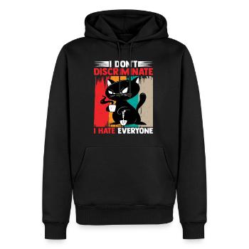 Je ne fais pas de discrimination Je déteste tout le monde 17 - Sweat à capuche Premium bio Homme - noir - Devant - Nico (187cm)