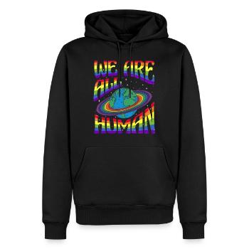 Wir sind alle Menschen, LGBT Pride Monat LGBTQ - Männer Premium Bio Hoodie - Schwarz - Vorne - Nico (187cm)