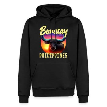 Boracay Philippinen - Wasserbüffel - Männer Premium Bio Hoodie - Schwarz - Vorne - Nico (187cm)