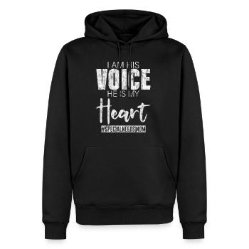I Am His Voice, He Is My Heart #specialneedsmom 3 - Männer Premium Bio Hoodie - Schwarz - Vorne - Nico (187cm)