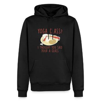 Yoga Class, I Thought You Said Pour A Glass 4 - Men’s Premium Organic Hoodie - black - Front - Nico (187cm)