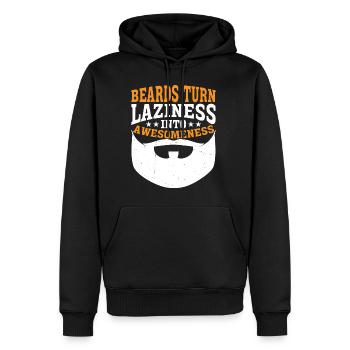 Beards Turn Laziness Into Awesomeness 3 - Männer Premium Bio Hoodie - Schwarz - Vorne - Nico (187cm)