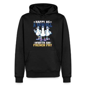 Heureux comme une mouette avec une frite - Sweat à capuche Premium bio Homme - noir - Devant - Nico (187cm)