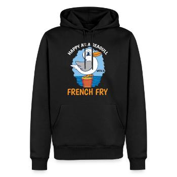 Heureux comme une mouette avec une frite 3 - Sweat à capuche Premium bio Homme - noir - Devant - Nico (187cm)