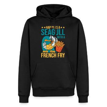 Heureux comme une mouette avec une frite 2 - Sweat à capuche Premium bio Homme - noir - Devant - Nico (187cm)