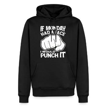 Si Monday avait un visage, je le frapperais 2 - Sweat à capuche Premium bio Homme - noir - Devant - Nico (187cm)