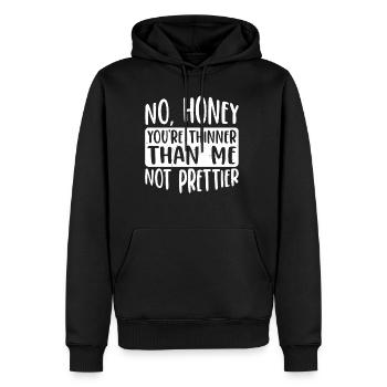 Non, chérie, tu es plus mince que moi, pas plus jolie 4 - Sweat à capuche Premium bio Homme - noir - Devant - Nico (187cm)