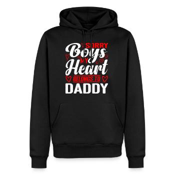 Désolé les garçons, mon cœur appartient à papa 4 - Sweat à capuche Premium bio Homme - noir - Devant - Nico (187cm)