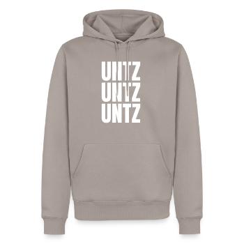 Unzt Unzt Ubtz Techno Musik Festival Outfit - Männer Premium Bio Hoodie - Taupe - Vorne - Nico (187cm)