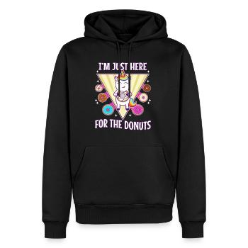 I'm just here for the donuts - Männer Premium Bio Hoodie - Schwarz - Vorne - Nico (187cm)