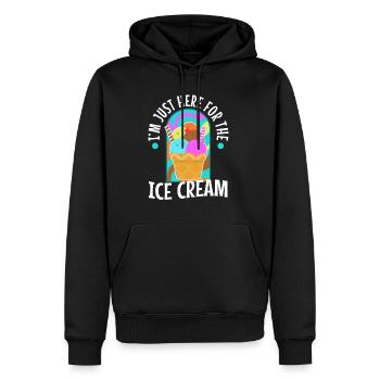 Im just here for the ice cream - Men’s Premium Organic Hoodie - black - Front - Nico (187cm)