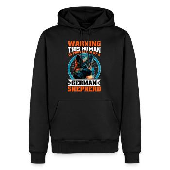 This Human Is Protected By A German Shepherd 13 - Men’s Premium Organic Hoodie - black - Front - Nico (187cm)