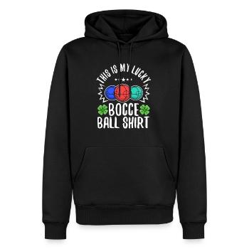 Ceci est ma boule de pétanque chanceuse - Sweat à capuche Premium bio Homme - noir - Devant - Nico (187cm)