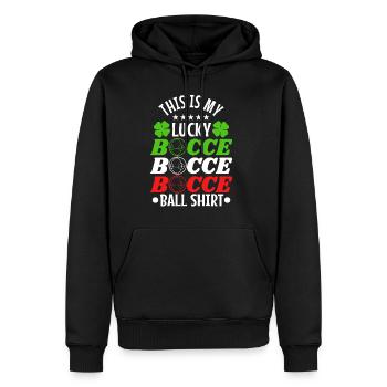 Ceci est ma boule de pétanque chanceuse - Sweat à capuche Premium bio Homme - noir - Devant - Nico (187cm)