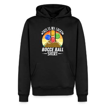 Ceci est ma boule de pétanque chanceuse - Sweat à capuche Premium bio Homme - noir - Devant - Nico (187cm)