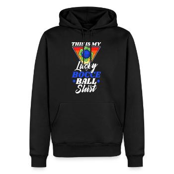 Ceci est ma boule de pétanque chanceuse - Sweat à capuche Premium bio Homme - noir - Devant - Nico (187cm)