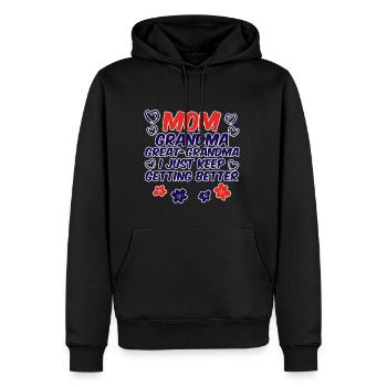 Maman Grand-mère Arrière-grand-mère, continue de s’améliorer 2 - Sweat à capuche Premium bio Homme - noir - Devant - Nico (187cm)