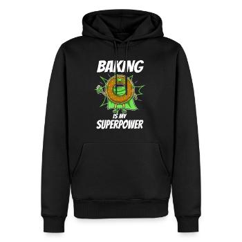 Baking is my Superpower, Donut - Men’s Premium Organic Hoodie - black - Front - Nico (187cm)