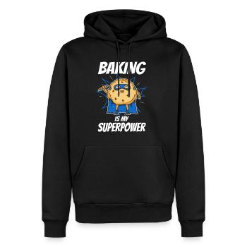 La pâtisserie est mon superpouvoir, Biscuit - Sweat à capuche Premium bio Homme - noir - Devant - Nico (187cm)
