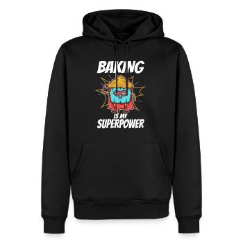 La pâtisserie est mon superpouvoir, Muffin - Sweat à capuche Premium bio Homme - noir - Devant - Nico (187cm)
