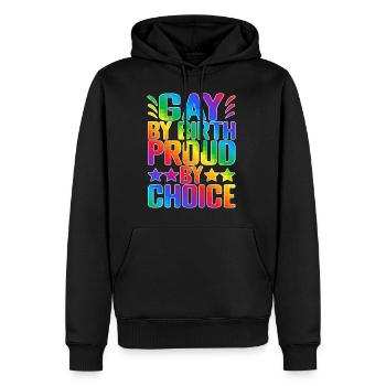 Gay By Birth Proud By Choice 2 - Männer Premium Bio Hoodie - Schwarz - Vorne - Nico (187cm)