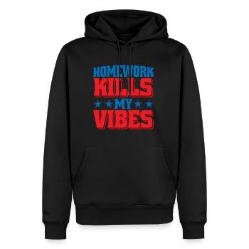 Les devoirs tuent mes vibrations - Sweat à capuche Premium bio Homme - noir - Devant - Nico (187cm)