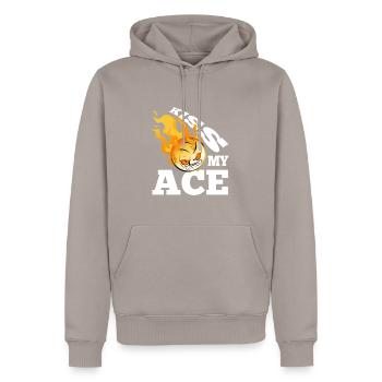 Embrasse mon as du volleyball - Sweat à capuche Premium bio Homme - taupe - Devant - Nico (187cm)
