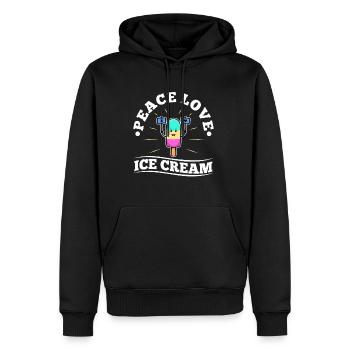 Peace Love Ice Cream - Men’s Premium Organic Hoodie - black - Front - Nico (187cm)