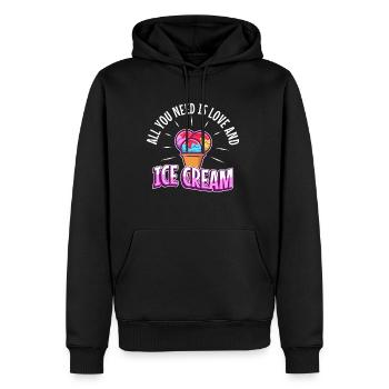 All you need is love and ice cream - Männer Premium Bio Hoodie - Schwarz - Vorne - Nico (187cm)