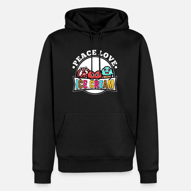 Crème glacée Peace Love - Sweat à capuche Premium bio Homme - noir