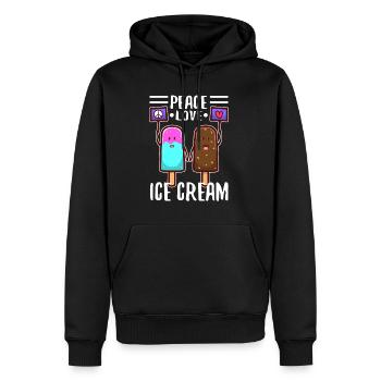 Peace Love Ice Cream - Männer Premium Bio Hoodie - Schwarz - Vorne - Nico (187cm)