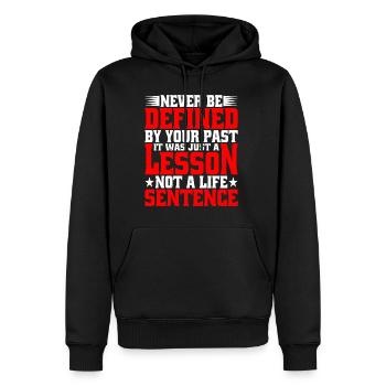 Never Be Defined By Your Past 1 - Men’s Premium Organic Hoodie - black - Front - Nico (187cm)