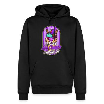 J’aime la crème glacée beaucoup gaufre - Sweat à capuche Premium bio Homme - noir - Devant - Nico (187cm)