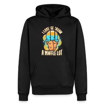 J’aime la crème glacée beaucoup gaufre - Sweat à capuche Premium bio Homme - noir - Devant - Nico (187cm)