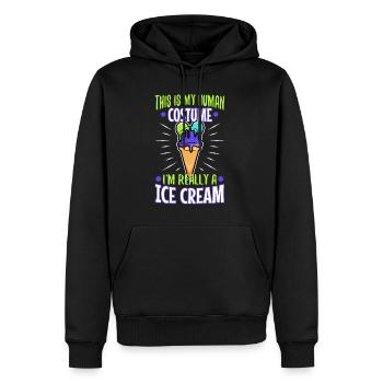 This is my human costume i'm really a ice cream - Männer Premium Bio Hoodie - Schwarz - Vorne - Nico (187cm)