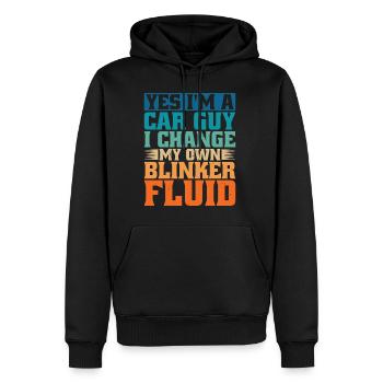 Oui, je suis un gars de voiture, je change mon propre liquide clignotant - Sweat à capuche Premium bio Homme - noir - Devant - Nico (187cm)
