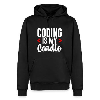 Coding Is My Cardio 2 - Männer Premium Bio Hoodie - Schwarz - Vorne - Nico (187cm)