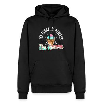Ice cream is always the answer - Men’s Premium Organic Hoodie - black - Front - Nico (187cm)
