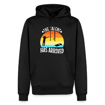 The Talent has arrived cornhole - Men’s Premium Organic Hoodie - black - Front - Nico (187cm)