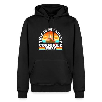 C’est ma chemise porte-bonheur en cornhole - Sweat à capuche Premium bio Homme - noir - Devant - Nico (187cm)