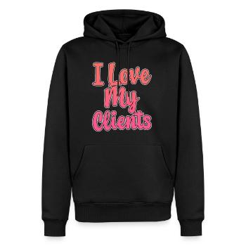 I Love My Clients - Men’s Premium Organic Hoodie - black - Front - Nico (187cm)
