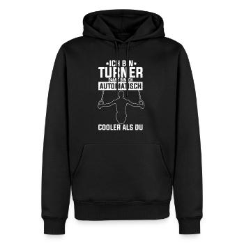 Ich Bin Turner Damit Automatisch Cooler Als Du Tur - Männer Premium Bio Hoodie - Schwarz - Vorne - Nico (187cm)