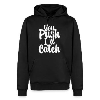 Tu pousses je vais attraper - Sweat à capuche Premium bio Homme - noir - Devant - Nico (187cm)