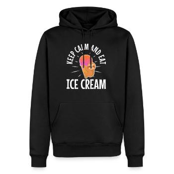 Keep calm and eat ice cream - Männer Premium Bio Hoodie - Schwarz - Vorne - Nico (187cm)