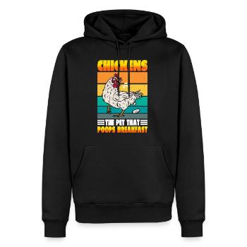Les poulets, l’animal de compagnie qui fait caca Petit-déjeuner 2 - Sweat à capuche Premium bio Homme - noir - Devant - Nico (187cm)