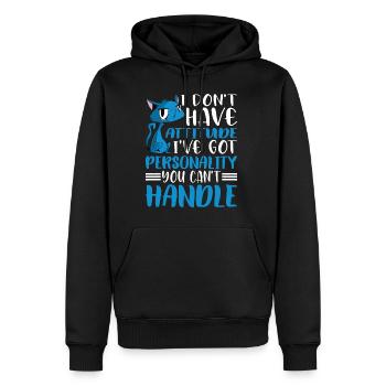 Je n’ai pas d’attitude 5 - Sweat à capuche Premium bio Homme - noir - Devant - Nico (187cm)