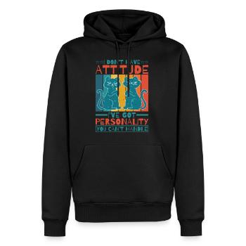 Je n’ai pas d’attitude 6 - Sweat à capuche Premium bio Homme - noir - Devant - Nico (187cm)