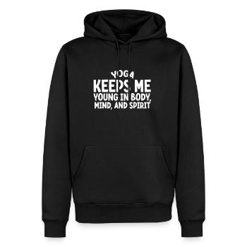 Yoga Keeps Me Young In Bodymmind, And Spirit 2 - Männer Premium Bio Hoodie - Schwarz - Vorne - Nico (187cm)