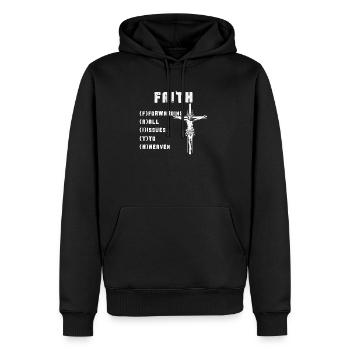 Faith Forwarding All Issues To Heaven - Männer Premium Bio Hoodie - Schwarz - Vorne - Nico (187cm)