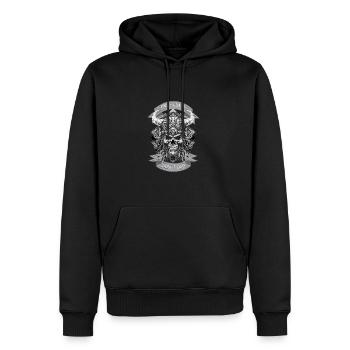 One Badass Bonus Dad Viking Skull American Flag2 - Männer Premium Bio Hoodie - Schwarz - Vorne - Nico (187cm)